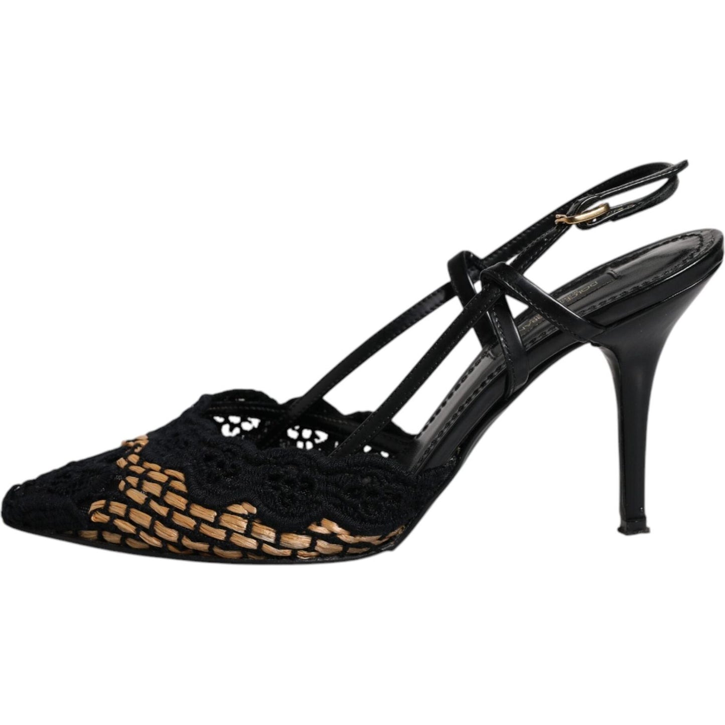 Dolce & Gabbana Black Brown Lace High Heels Slingback Shoes LA12021-35