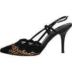 Dolce & Gabbana Black Brown Lace High Heels Slingback Shoes LA12021-35