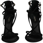 Dolce & Gabbana Black Suede Ankle Strap Heels Sandals Shoes LA12031-39