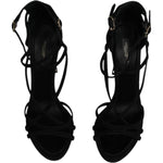 Dolce & Gabbana Black Suede Ankle Strap Heels Sandals Shoes LA12031-39