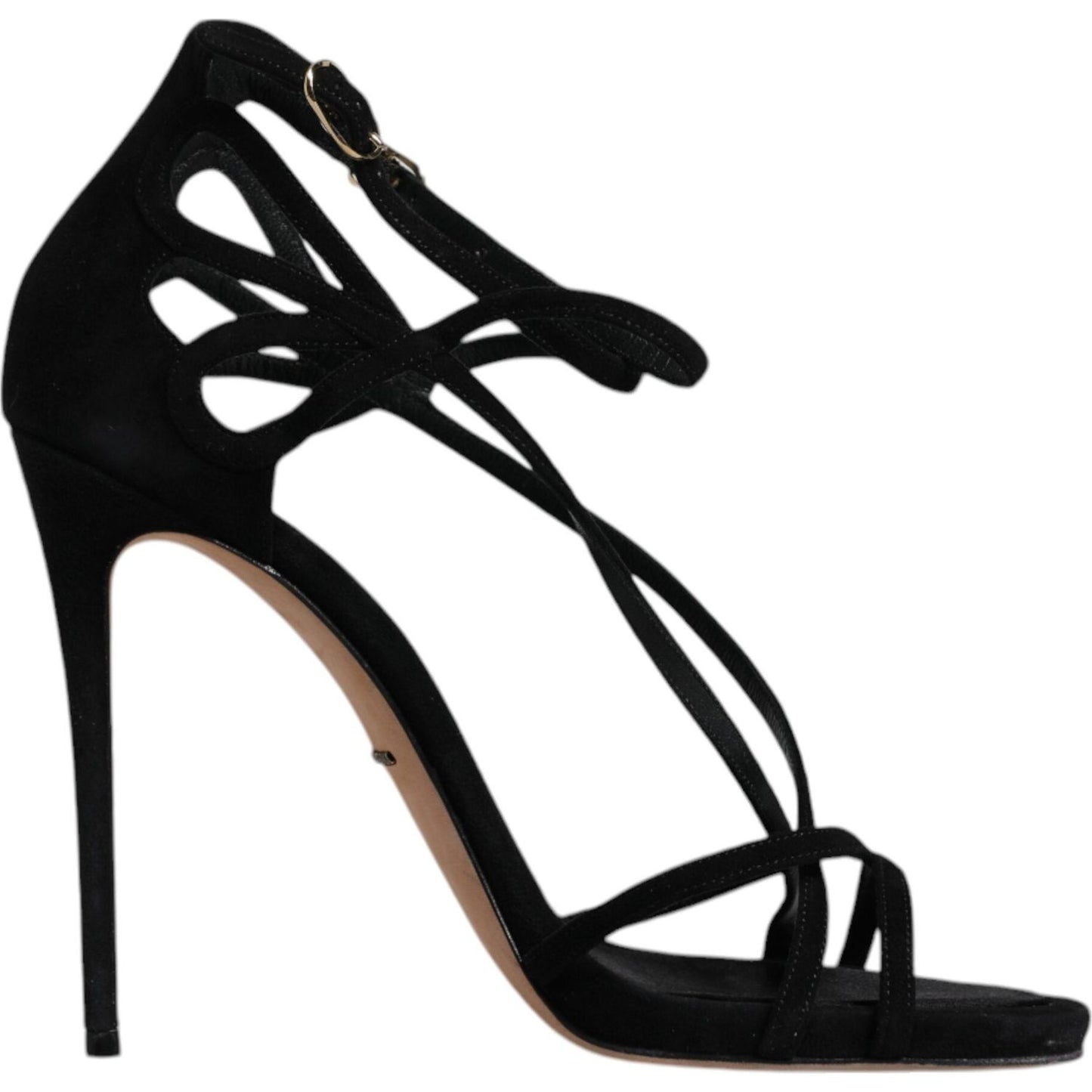 Dolce & Gabbana Black Suede Ankle Strap Heels Sandals Shoes LA12031-39