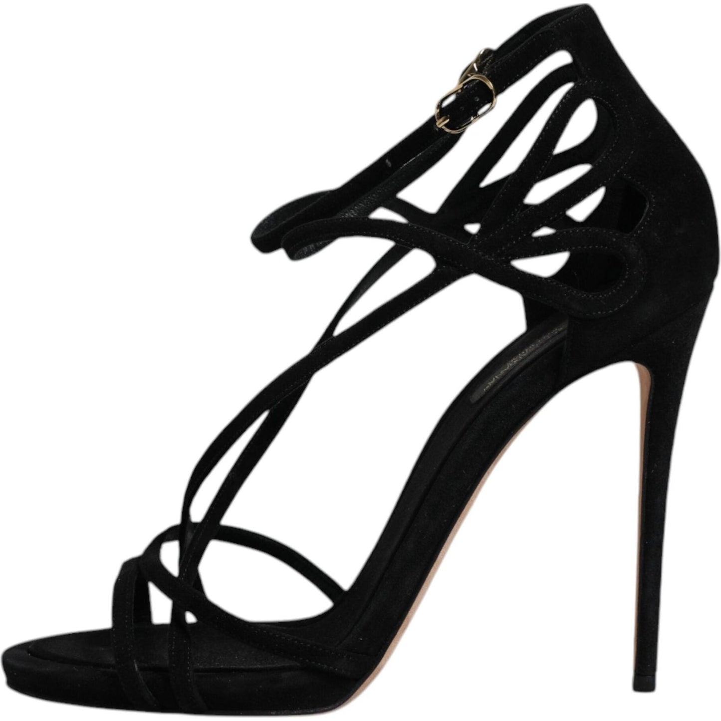 Dolce & Gabbana Black Suede Ankle Strap Heels Sandals Shoes LA12031-39