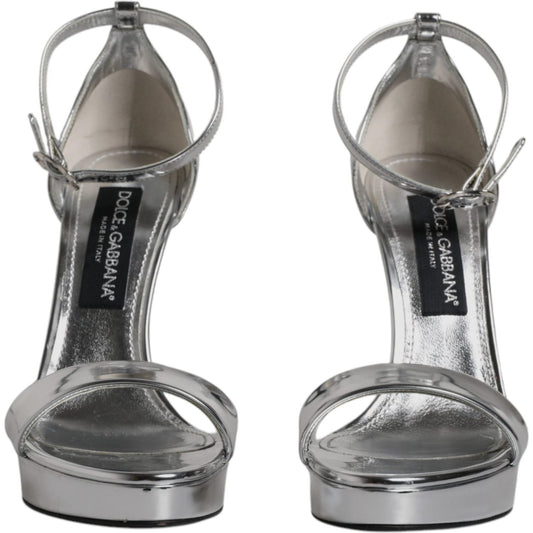 Dolce & Gabbana Silver KEIRA Heels Ankle Strap Sandals Shoes LA12033-39