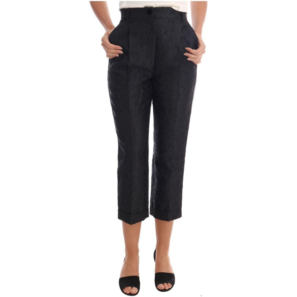 Dolce & Gabbana Black Floral Brocade Capri Pants BYX1126-2