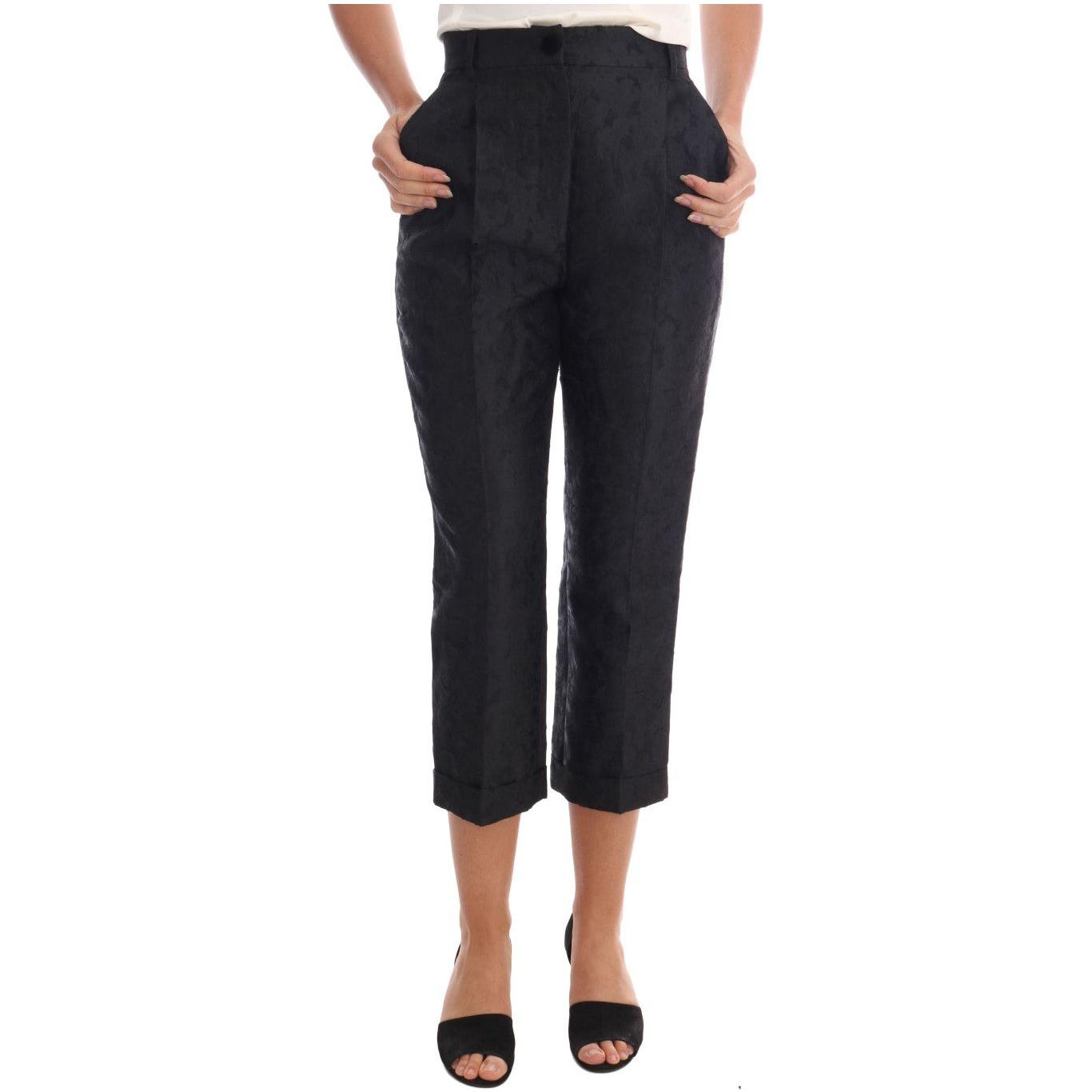 Dolce & Gabbana Black Floral Brocade Capri Pants BYX1126-2