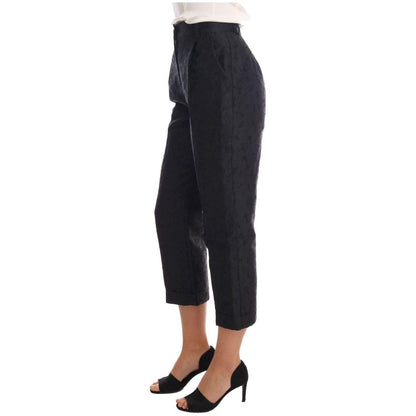 Dolce & Gabbana Black Floral Brocade Capri Pants Jeans & Pants