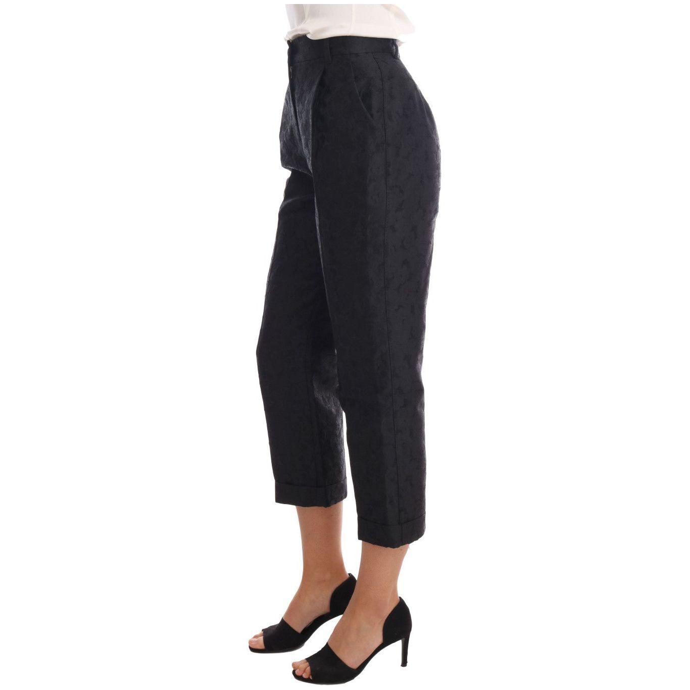Dolce & Gabbana Black Floral Brocade Capri Pants BYX1126-2