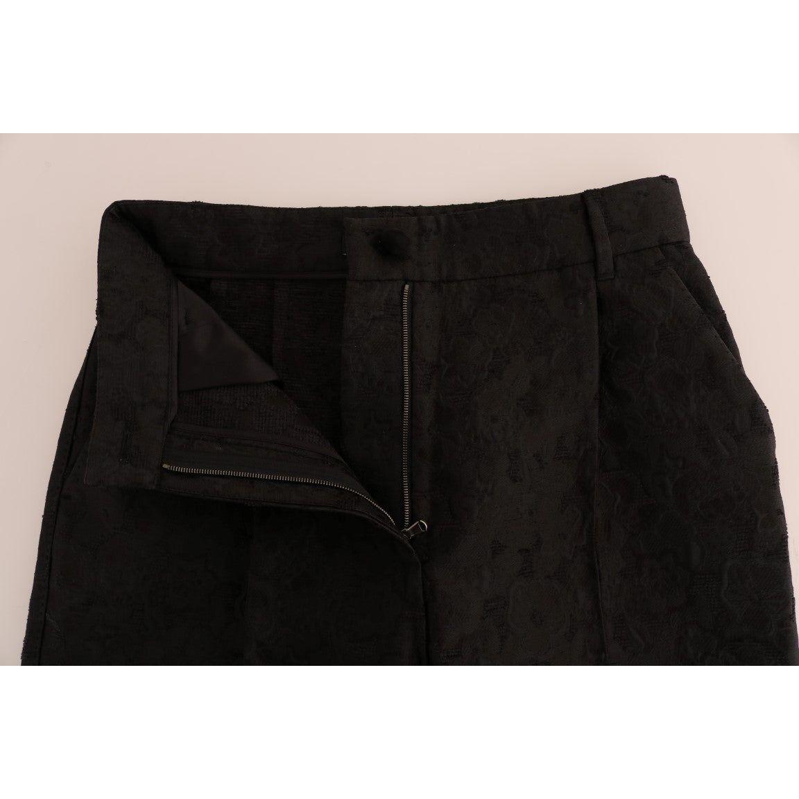 Dolce & Gabbana Black Floral Brocade Capri Pants BYX1126-2