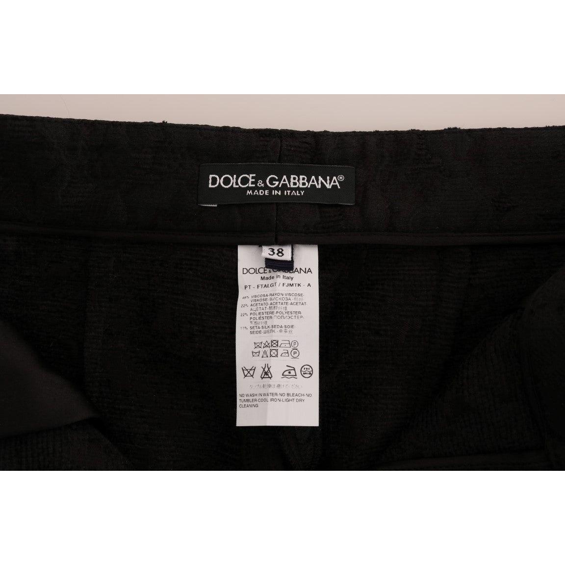 Dolce & Gabbana Black Floral Brocade Capri Pants BYX1126-2