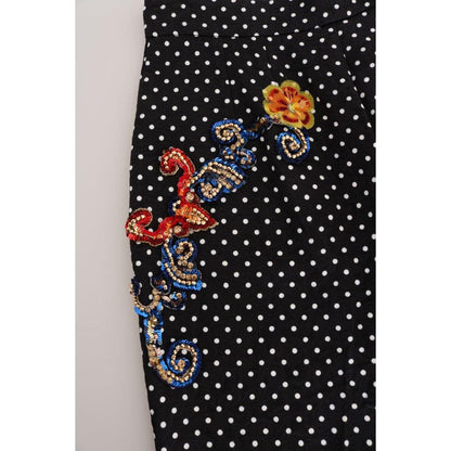Dolce & Gabbana Black Polka Dot Sicily Crystal Pants Jeans & Pants