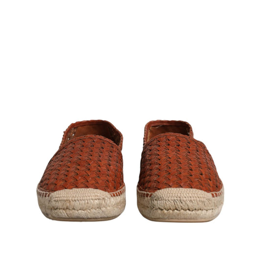 Dolce & Gabbana Maroon Woven Leather Men Espadrille Shoes MV6628-41