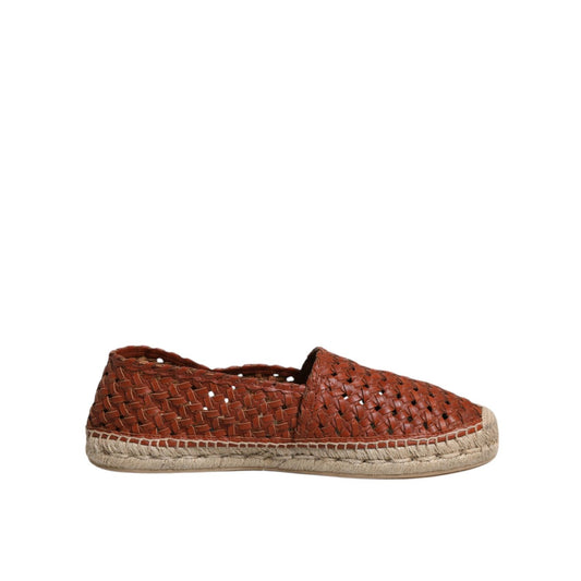 Dolce & Gabbana Maroon Woven Leather Men Espadrille Shoes MV6628-41