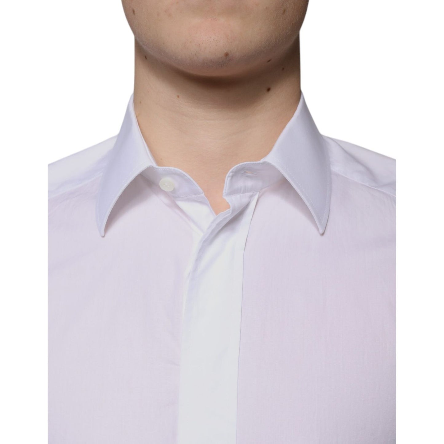 Dolce & Gabbana White Cotton Slim Fit GOLD Men Dress Shirt