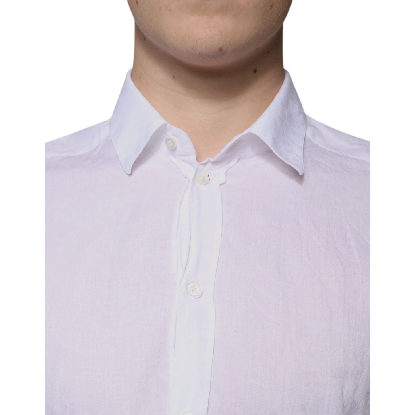 Dolce & Gabbana White Cotton Slim Fit Men Formal Dress Shirt