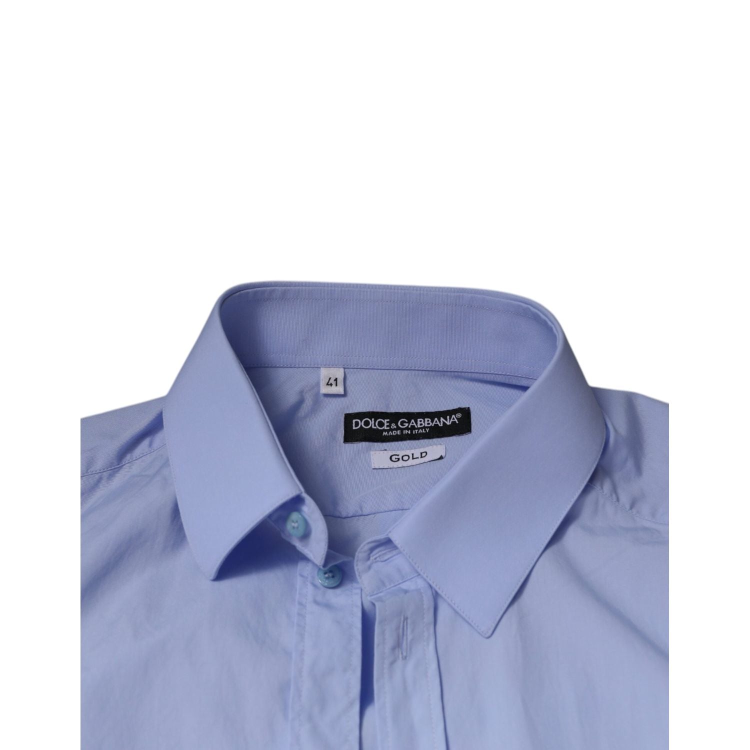 Dolce & Gabbana Light Blue Cotton Slim Fit GOLD Men Dress Shirt