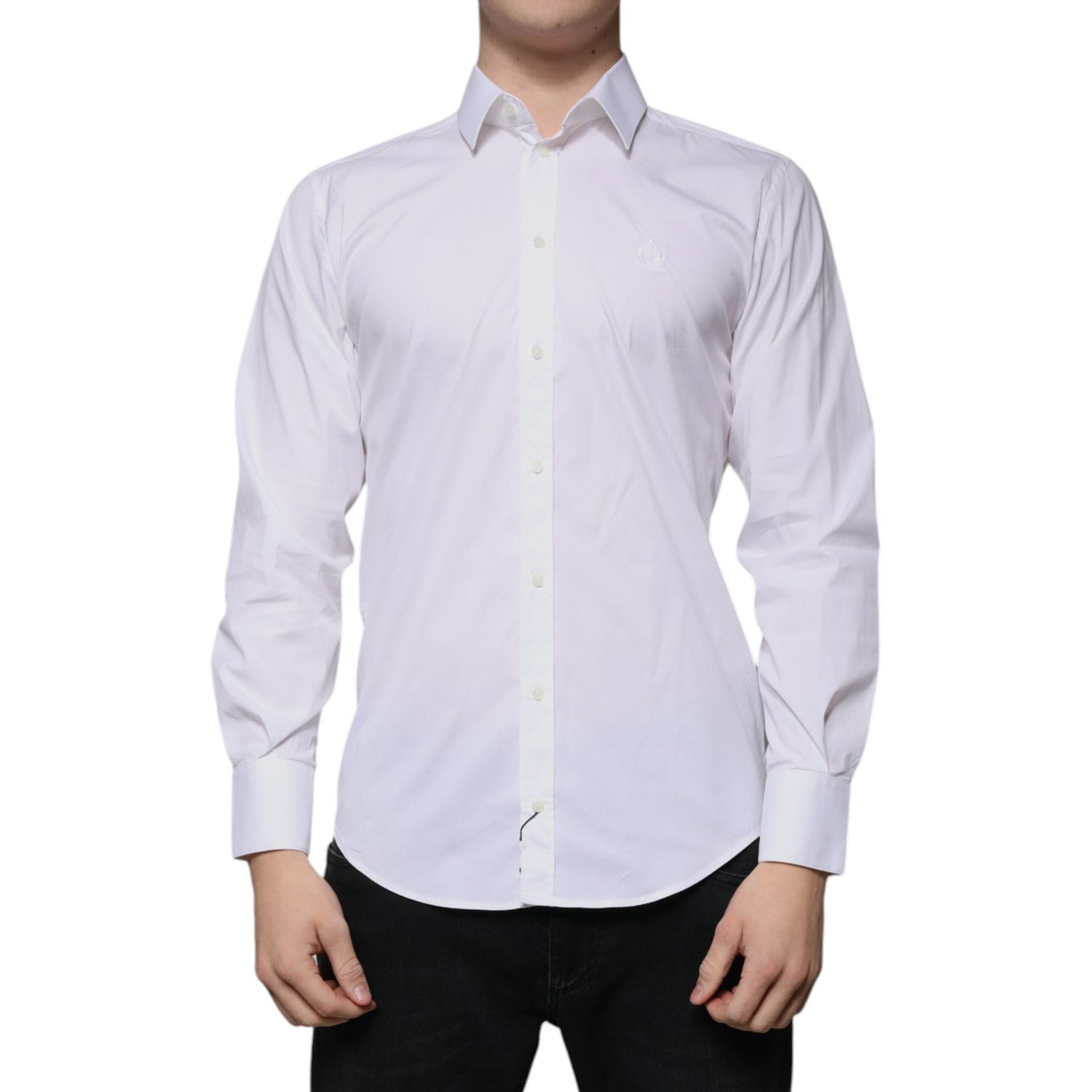 Dolce & Gabbana White Cotton Slim Fit Men MARTINI Dress Shirt