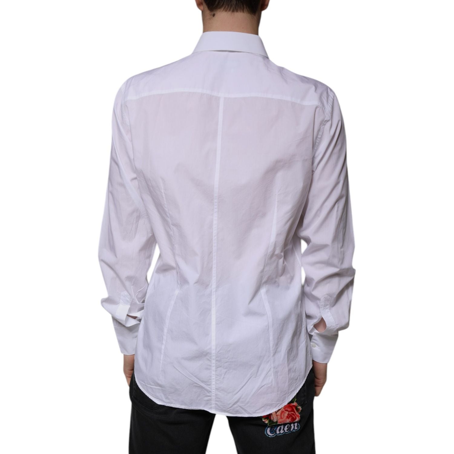 Dolce & Gabbana White Cotton Slim Fit MARTINI Dress Shirt