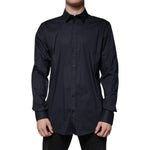 Dolce & Gabbana Black Cotton Blend Formal GOLD Dress Shirt TSH87330-37