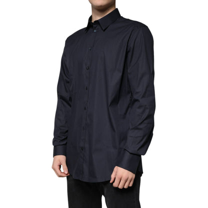 Dolce & Gabbana Black Cotton Blend Formal GOLD Dress Shirt