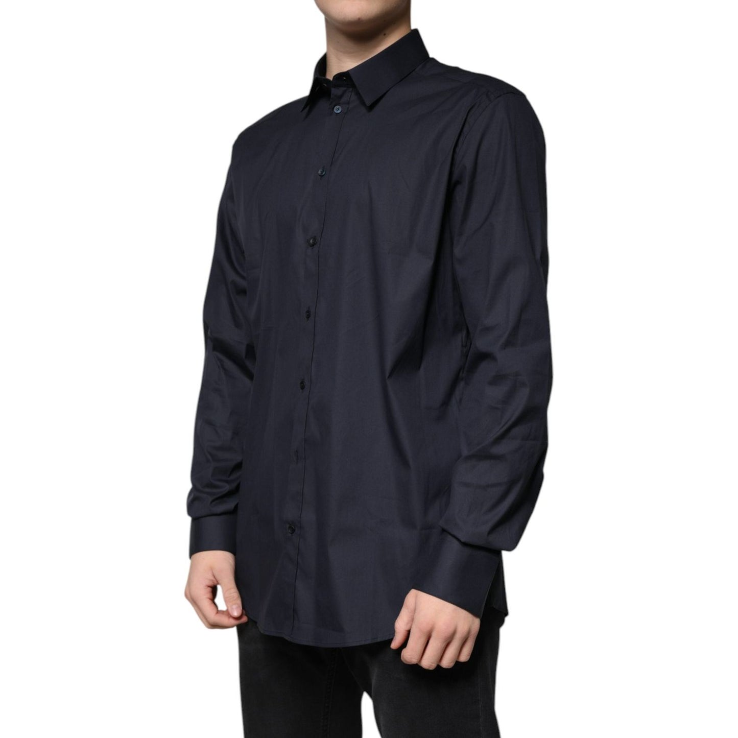Dolce & Gabbana Black Cotton Blend Formal GOLD Dress Shirt TSH87330-37