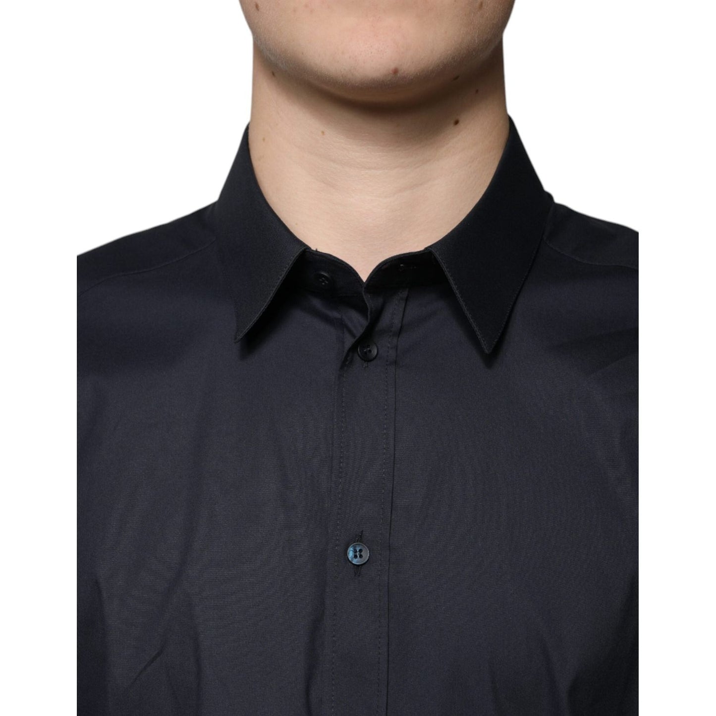 Dolce & Gabbana Black Cotton Blend Formal GOLD Dress Shirt TSH87330-37