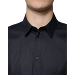 Dolce & Gabbana Black Cotton Blend Formal GOLD Dress Shirt TSH87330-37