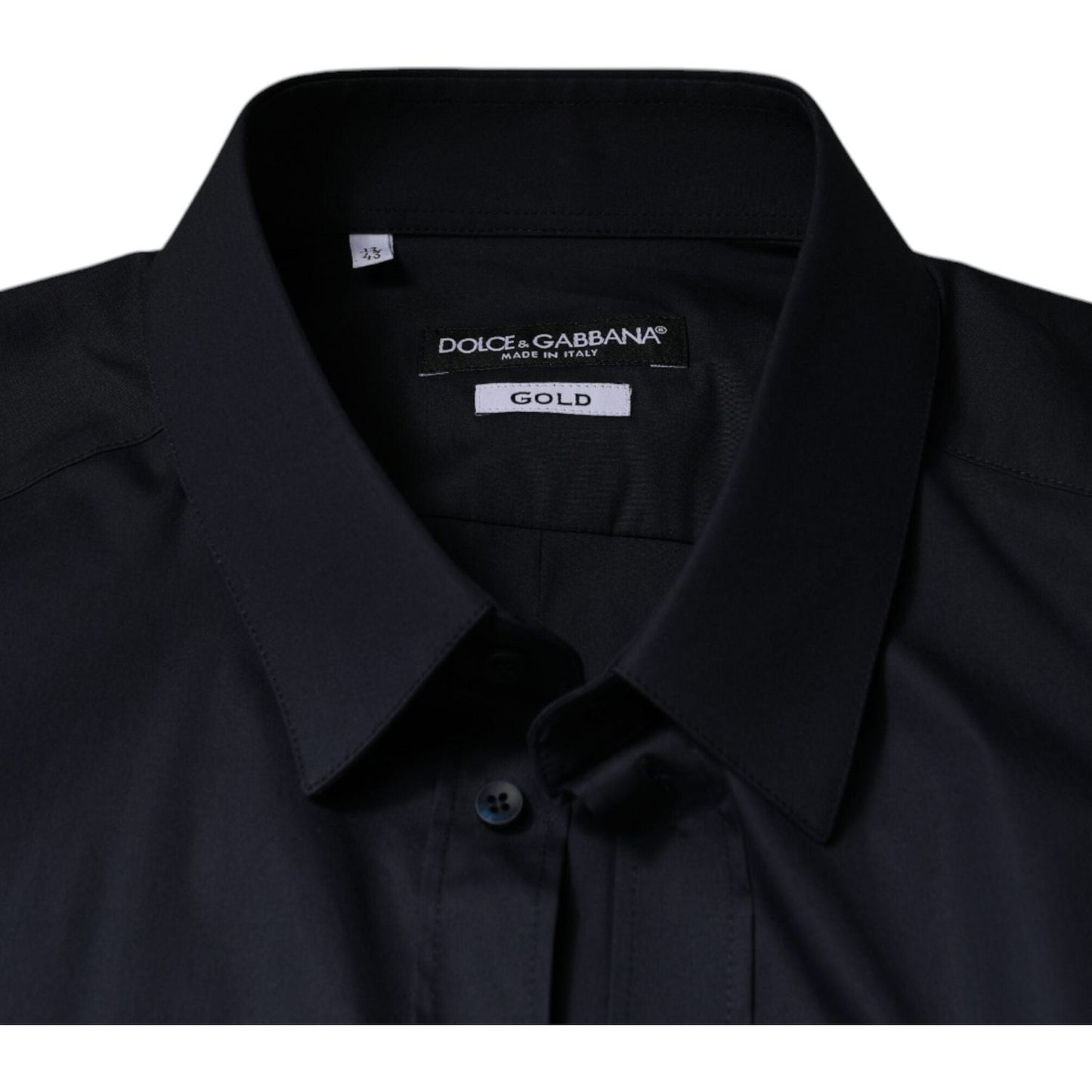 Dolce & Gabbana Black Cotton Blend Formal GOLD Dress Shirt TSH87330-37