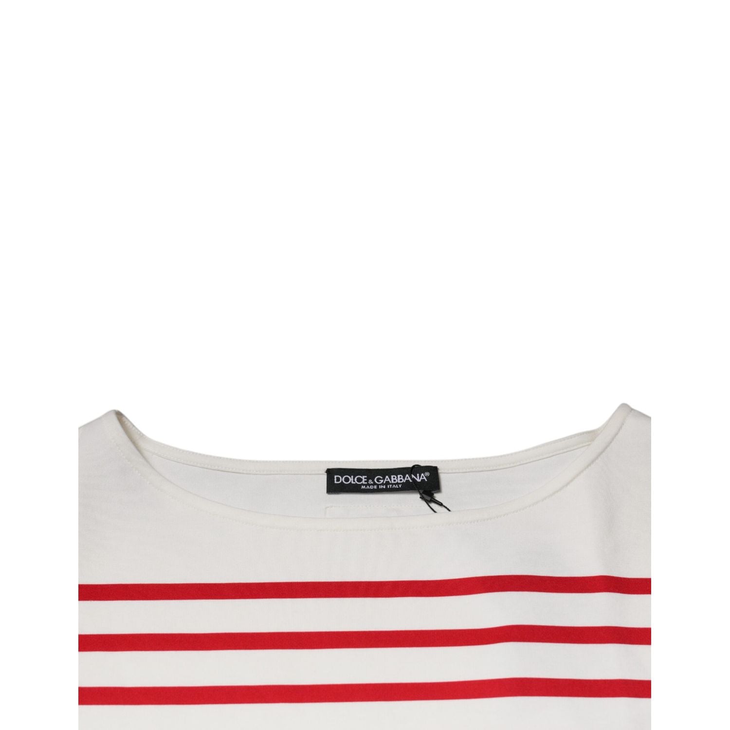 Dolce & Gabbana White Red Stripes Cotton Long Sleeves Top