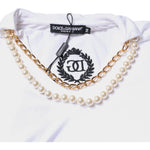 Dolce & Gabbana White Cotton Necklace Chain Short Sleeves T-shirt TSH87552-38
