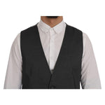 Dolce & Gabbana Sleek Gray Single-Breasted Waistcoat Vest Dolce & Gabbana Dark Slate Gray