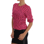 Dolce & Gabbana Pink Polka Dotted Silk Blouse TSH1639-4