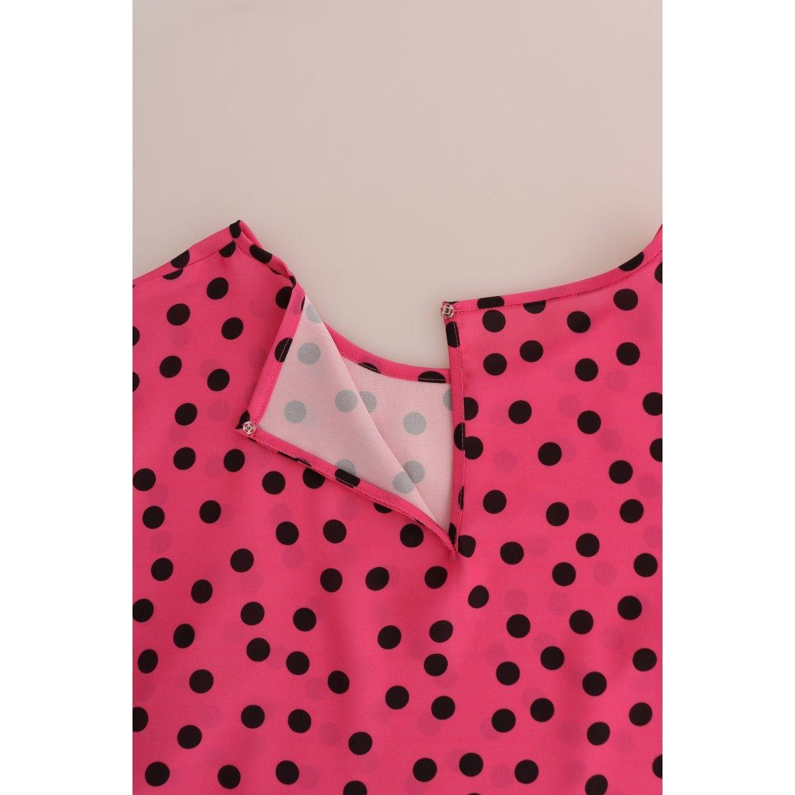 Dolce & Gabbana Pink Polka Dotted Silk Blouse TSH1639-4