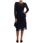 Dolce & Gabbana Blue Taormina Floral Lace Sheath Dress DR1309-1