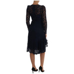 Dolce & Gabbana Blue Taormina Floral Lace Sheath Dress DR1309-1
