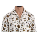 Dolce & Gabbana White Silk JAZZ Motive Print Shirt TSH1815-38