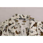 Dolce & Gabbana White Silk JAZZ Motive Print Shirt TSH1815-38