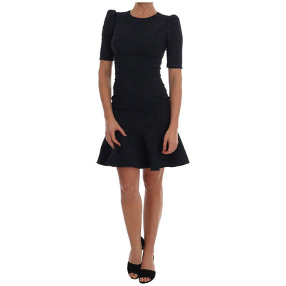 Dolce & Gabbana Black Blue Flare Mini Dress Dresses