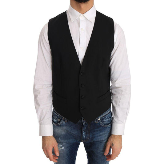 Dolce & Gabbana Black Wool Silk Vest TSH2071-1