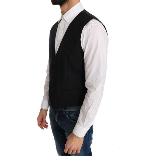 Dolce & Gabbana Black Wool Silk Vest TSH2071-1