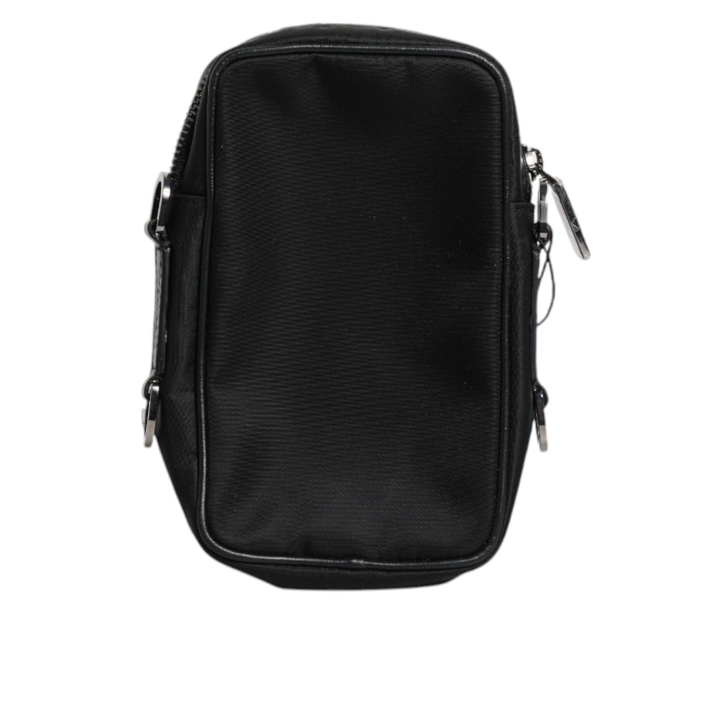 Dolce & Gabbana Black Grain Leather Logo Plaque Clutch Bag