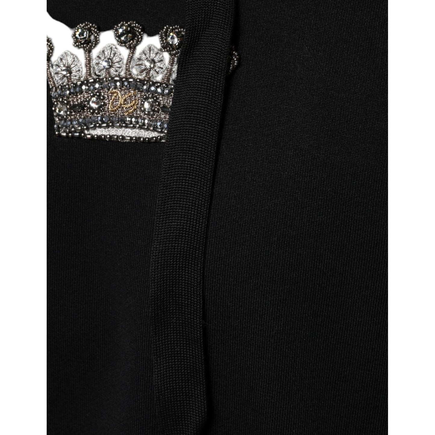 Dolce & Gabbana Black Crown Cotton Hooded Sweatshirt Sweater TSH7911-50