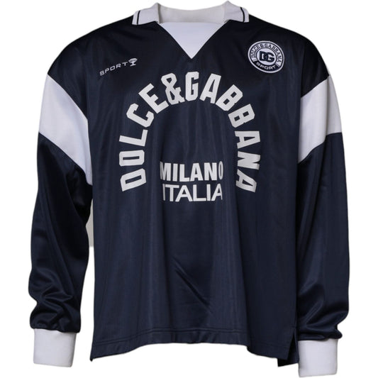 Dolce & Gabbana Blue Logo Jersey Collared Pullover Sweater TSH87515-48