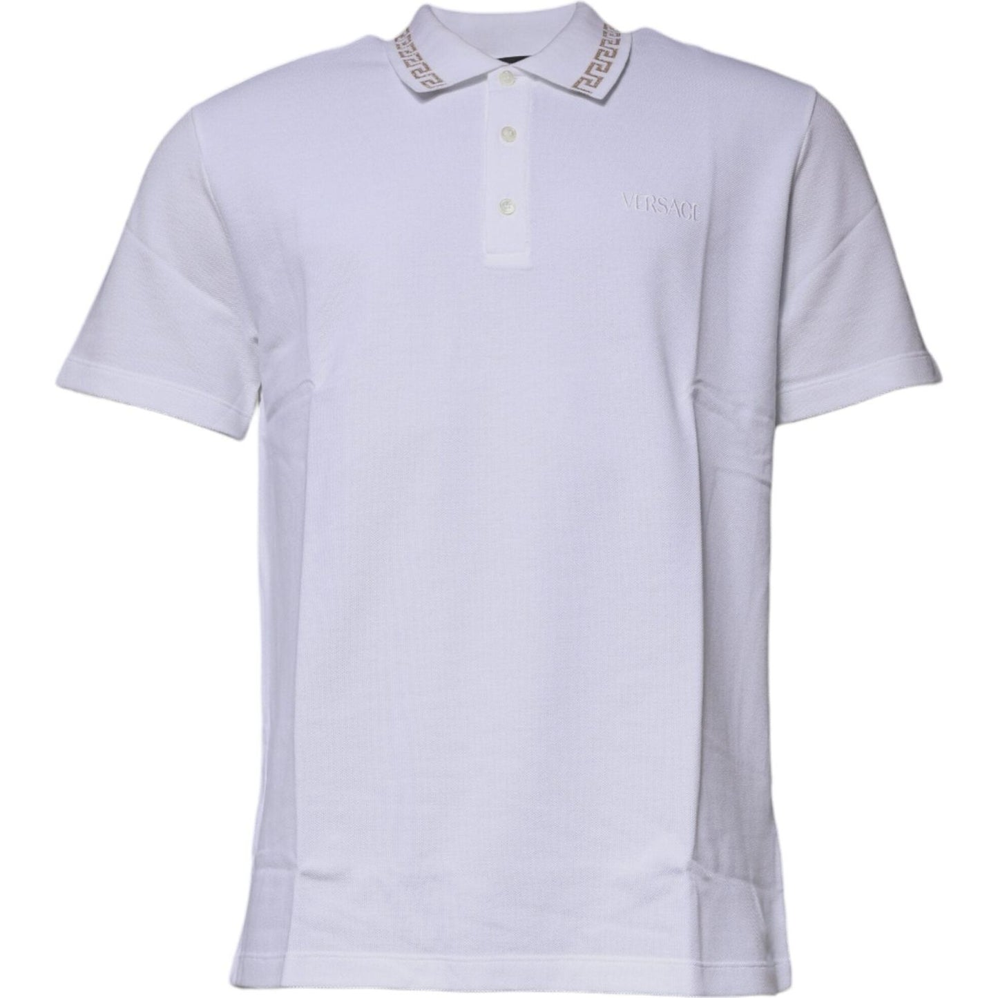 Versace White Viscose Collared Men Polo Short Sleeves T-shirt TSH87198-50