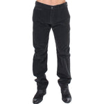 GF Ferre Black Corduroy Cotton Straight Fit Pants SIG11087-1