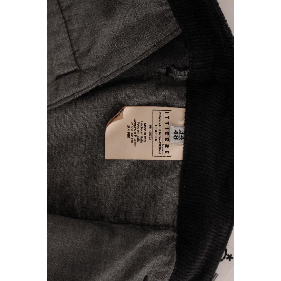GF Ferre Black Corduroy Cotton Straight Fit Pants SIG11087-1
