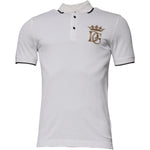 Dolce & Gabbana Off White Crown Cotton Collared Polo T-shirt TSH87426-44