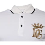 Dolce & Gabbana Off White Crown Cotton Collared Polo T-shirt TSH87426-44