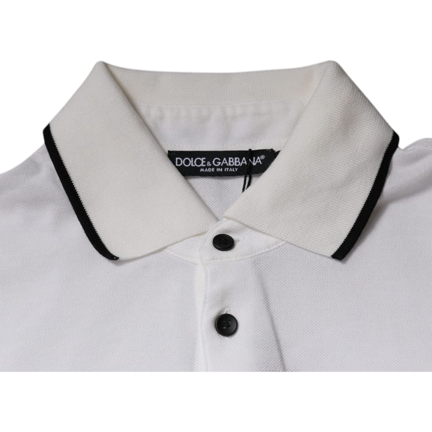 Dolce & Gabbana Off White Crown Cotton Collared Polo T-shirt TSH87426-44