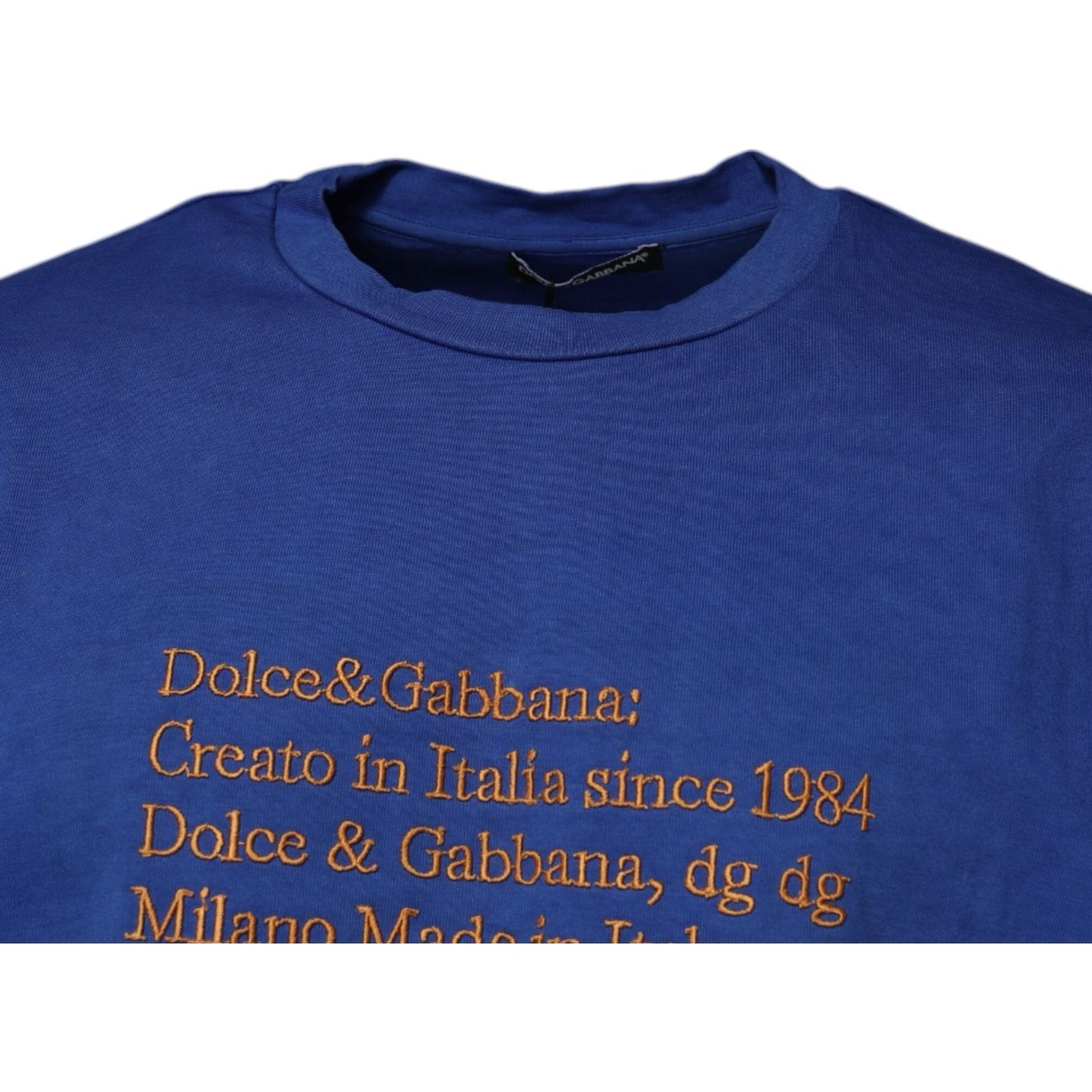 Dolce & Gabbana Blue Graphic Print Cotton Crew Neck T-shirt TSH87517-48