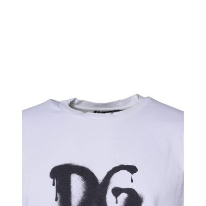 Dolce & Gabbana White DG Logo Cotton Crew Neck T-shirt